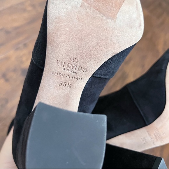 Valentino • Stretch-Suede Sock Boots ankle booties block heeled zip leather - Picture 14 of 16